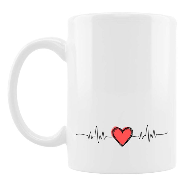 Herz in der Mitte - Herzschlag - Porzellan Tasse