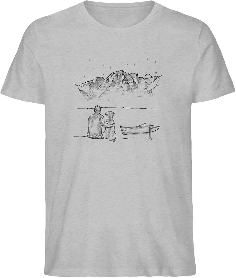 Person mit Hund am See - T-Shirt (Bio Baumwolle)