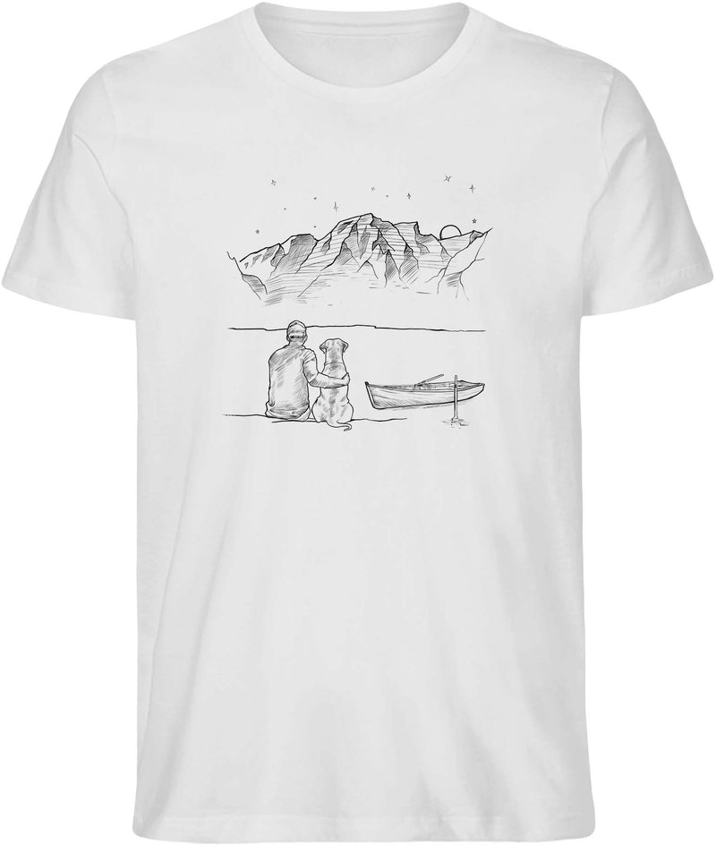 Person mit Hund am See - T-Shirt (Bio Baumwolle)