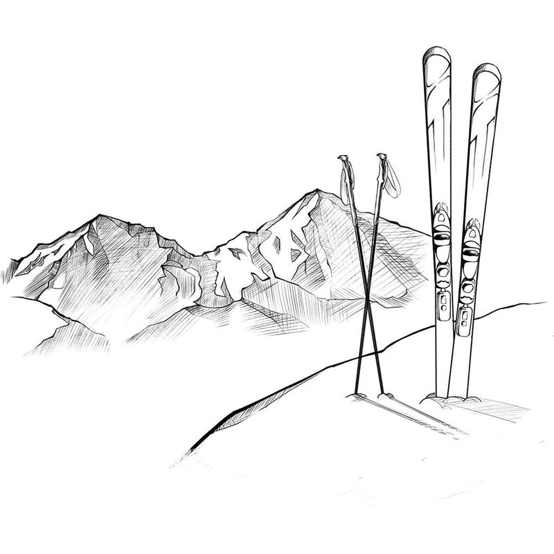 Ski im Schnee - Porzellan Tasse