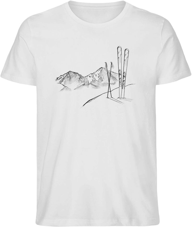 Ski im Schnee - T-Shirt (Bio Baumwolle)